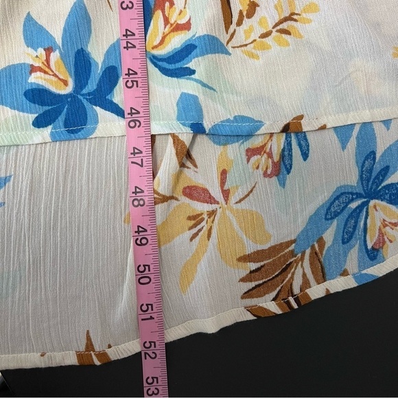 Forever 21 Dress Women Medium Midi Cut Out Floral Ruffled Hi Lo Cream    B4 - Picture 8 of 12